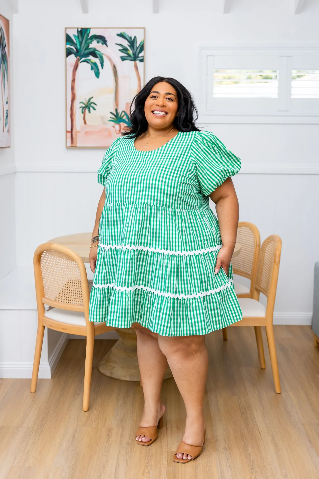 Proud Poppy Clothing Greta Party Dress in Gingham Green GinghamGreen New