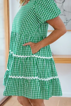 Proud Poppy Clothing Greta Party Dress in Gingham Green GinghamGreen New
