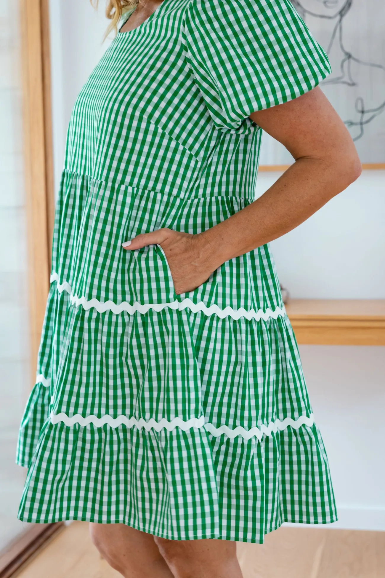 Proud Poppy Clothing Greta Party Dress in Gingham Green GinghamGreen New