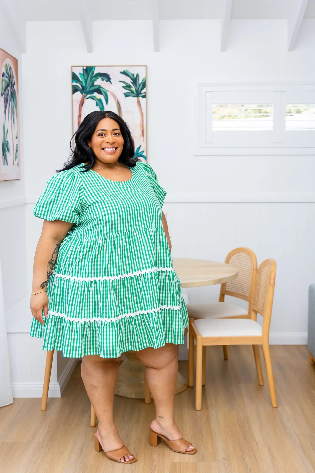 Proud Poppy Clothing Greta Party Dress in Gingham Green GinghamGreen New