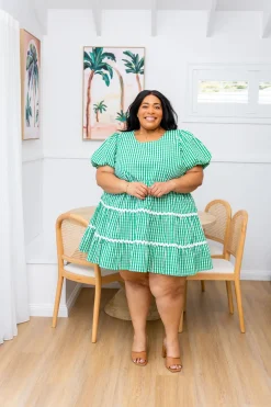 Proud Poppy Clothing Greta Party Dress in Gingham Green GinghamGreen New