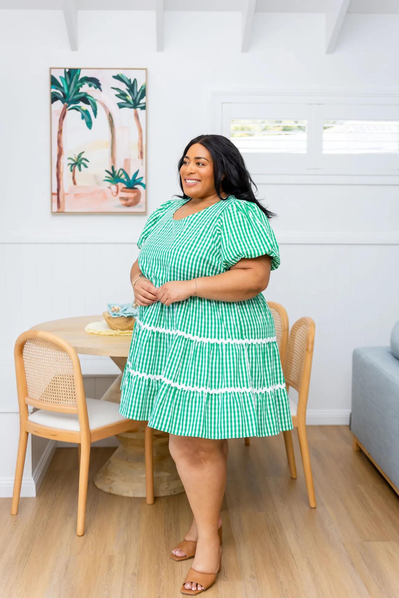 Proud Poppy Clothing Greta Party Dress in Gingham Green GinghamGreen New
