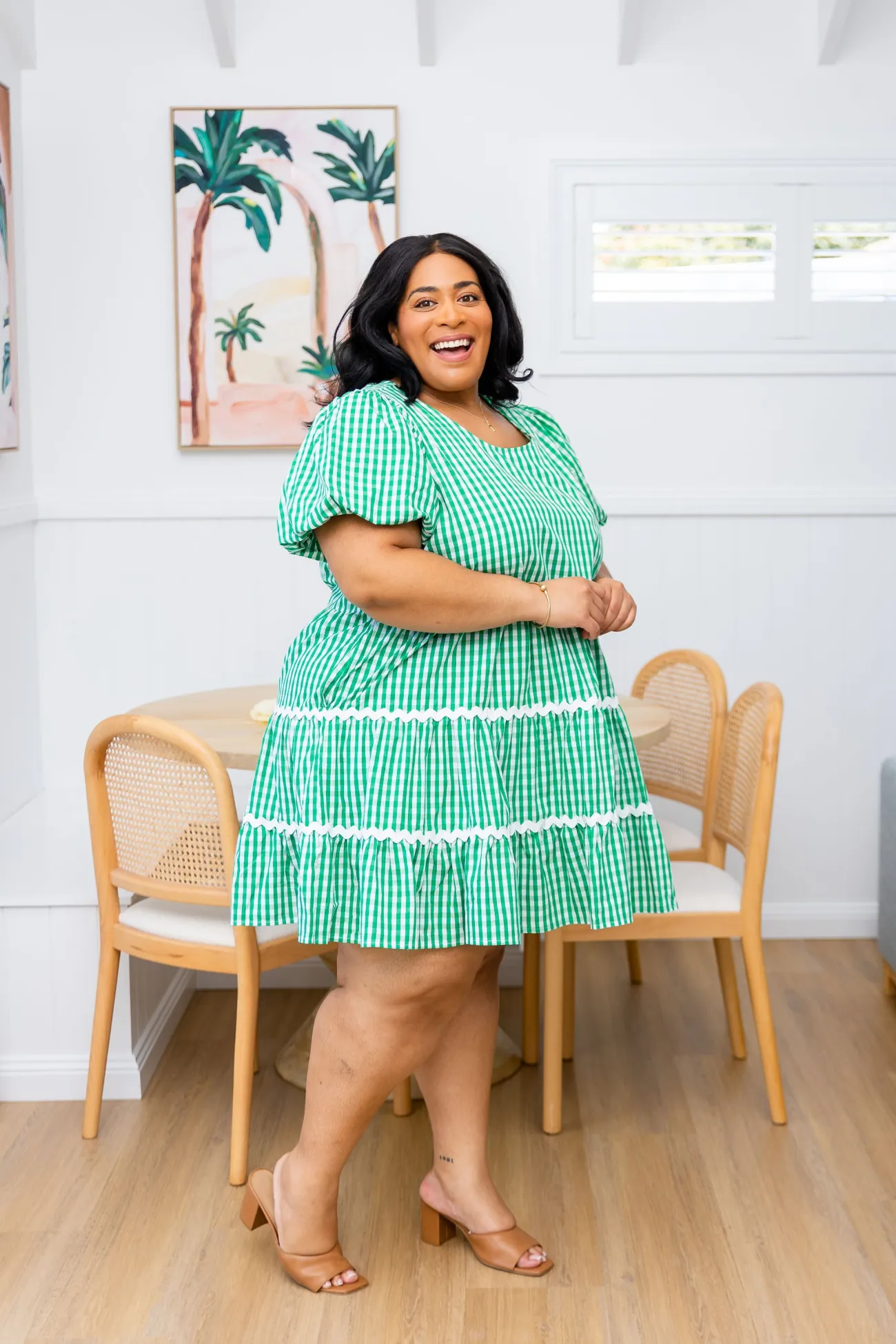 Proud Poppy Clothing Greta Party Dress in Gingham Green GinghamGreen New