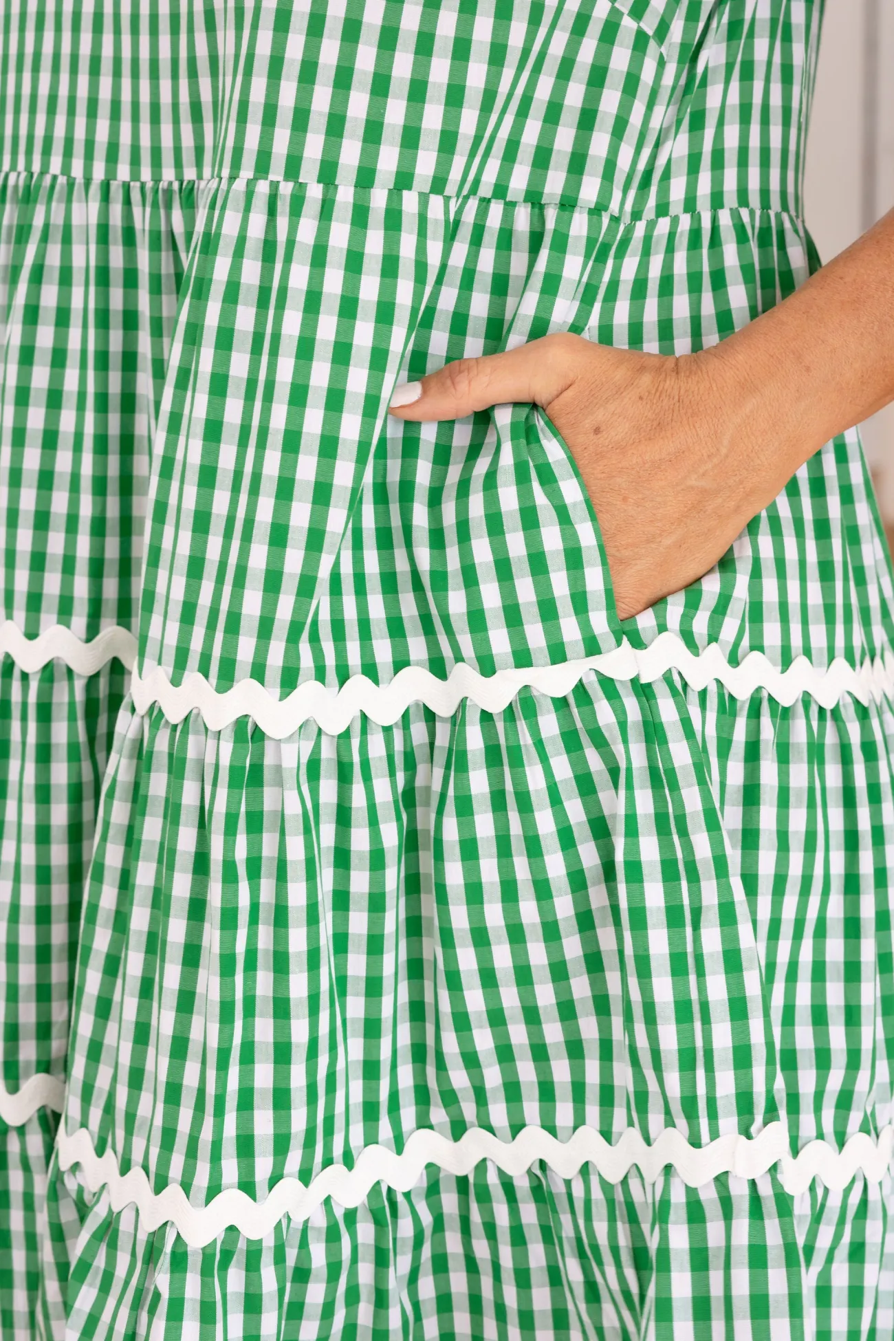 Proud Poppy Clothing Greta Party Dress in Gingham Green GinghamGreen New