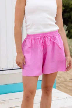 Proud Poppy Clothing Harlow Linen Blend Shorts in Berry Fashion