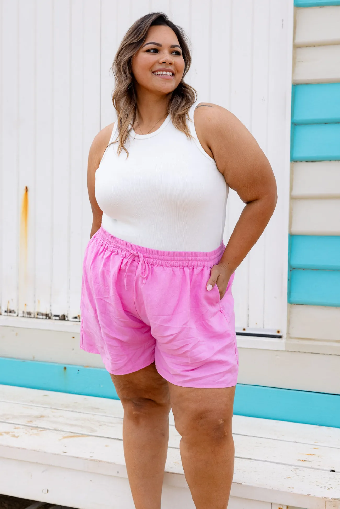 Proud Poppy Clothing Harlow Linen Blend Shorts in Berry Fashion