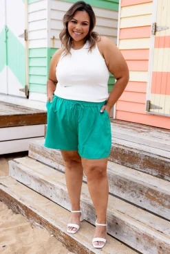 Proud Poppy Clothing Harlow Linen Blend Shorts in Jade Clearance