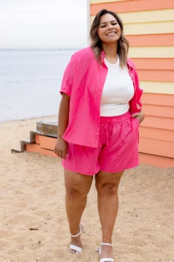 Proud Poppy Clothing Harlow Linen Blend Shorts in Pina Colada PinaColada Clearance