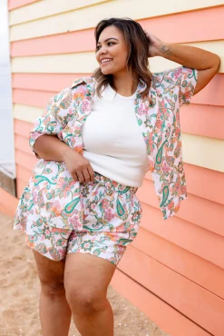 Proud Poppy Clothing Harlow Linen Blend Shorts in Shay Paisley ShayPaisley Sale