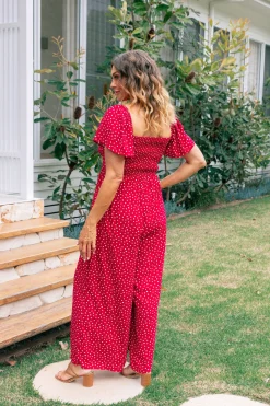 Proud Poppy Clothing Hazel Jumpsuit in Red Clearance
