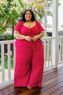 Proud Poppy Clothing Hazel Jumpsuit in Red Clearance