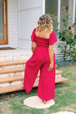 Proud Poppy Clothing Hazel Jumpsuit in Red Clearance