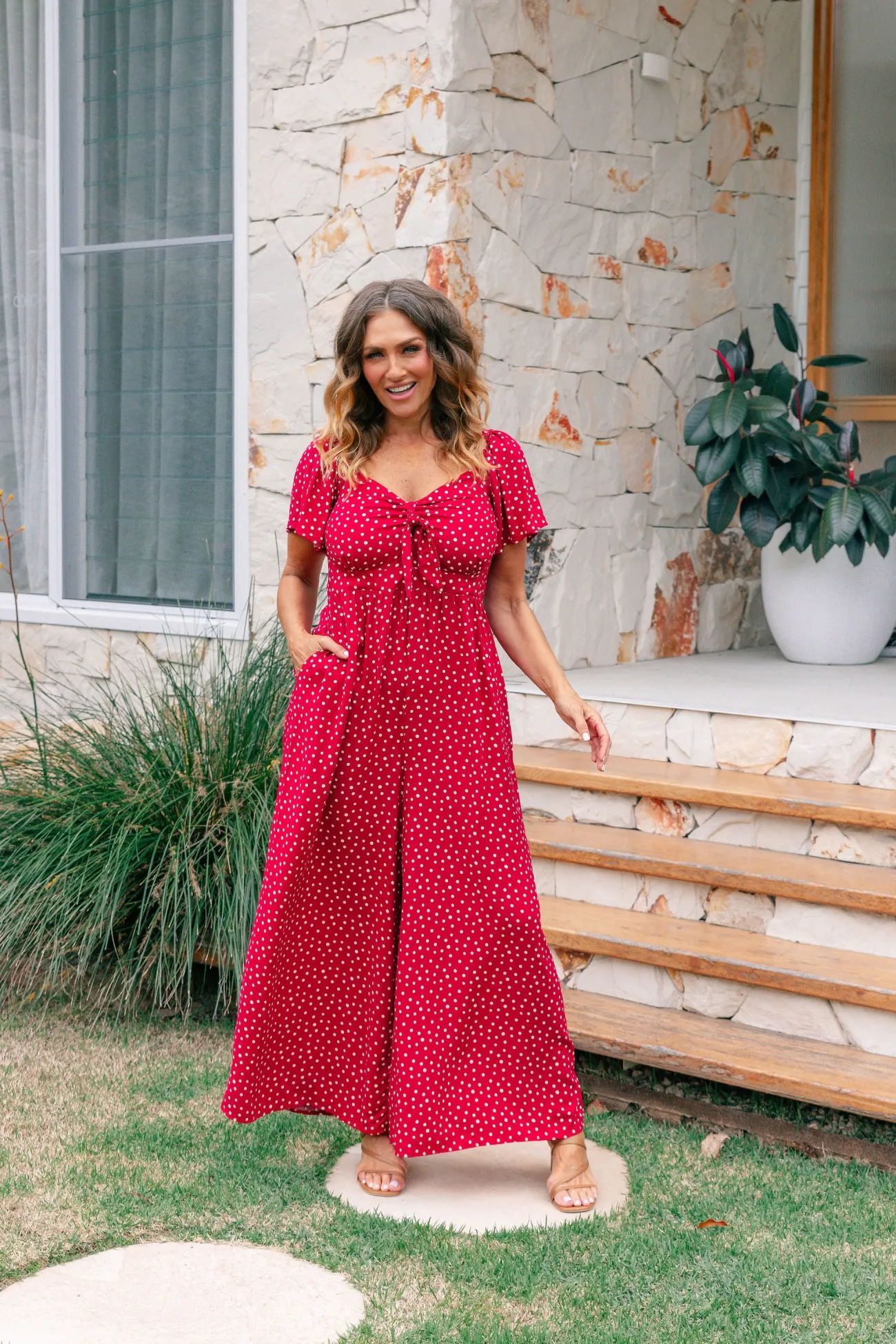 Proud Poppy Clothing Hazel Jumpsuit in Red Clearance