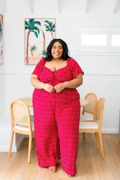 Proud Poppy Clothing Hazel Jumpsuit in Red Clearance
