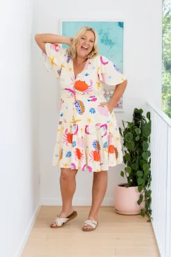 Proud Poppy Clothing Isla Bamboo Blend Dress in Crabby Patty CrabbyPatty Discount