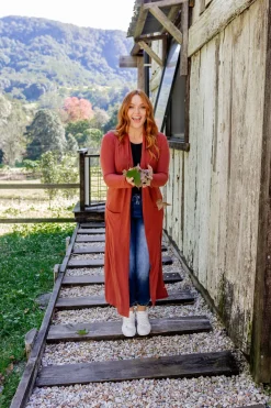 Proud Poppy Clothing Jane Cardigan in Rust Hot