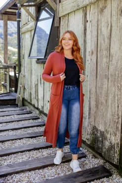Proud Poppy Clothing Jane Cardigan in Rust Hot