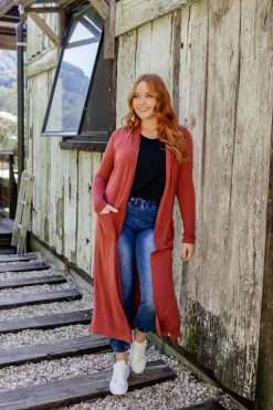 Proud Poppy Clothing Jane Cardigan in Rust Hot