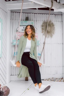 Proud Poppy Clothing Jane Cardigan in Sage Outlet