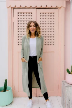 Proud Poppy Clothing Jane Cardigan in Sage Outlet