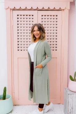 Proud Poppy Clothing Jane Cardigan in Sage Outlet