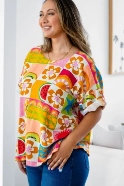 Proud Poppy Clothing Julia Linen Blend Top in Summer Crush SummerCrush Best