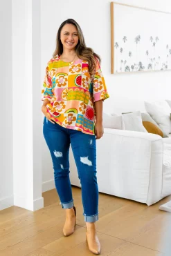 Proud Poppy Clothing Julia Linen Blend Top in Summer Crush SummerCrush Best