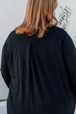 Proud Poppy Clothing Kendall Long Sleeve Basic Top in Black New
