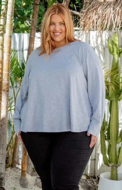 Proud Poppy Clothing Kendall Long Sleeve Basic Top in Silver Fashion