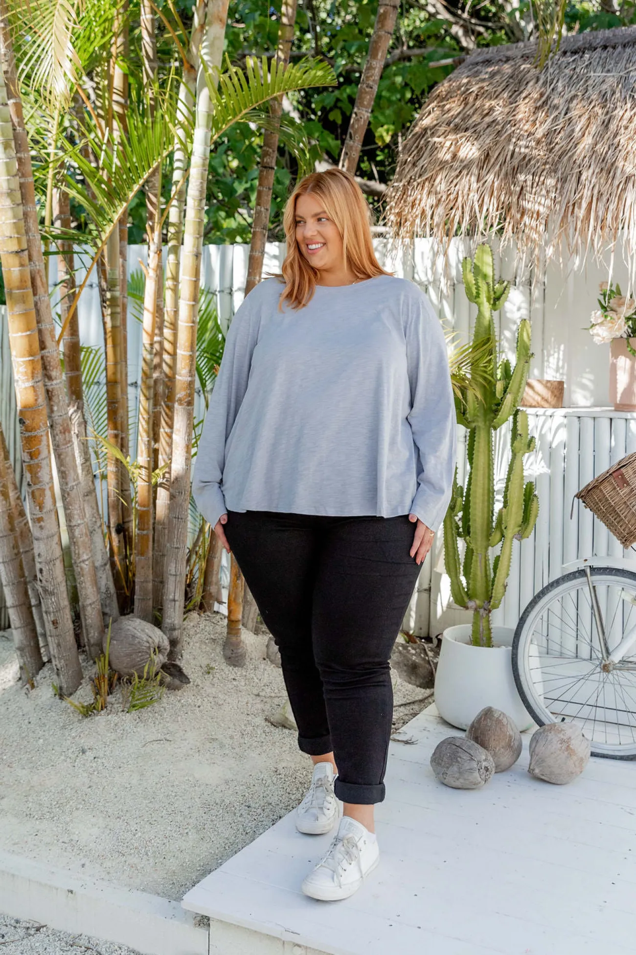 Proud Poppy Clothing Kendall Long Sleeve Basic Top in Silver Fashion