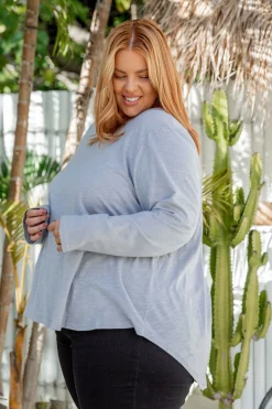 Proud Poppy Clothing Kendall Long Sleeve Basic Top in Silver Fashion