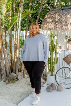 Proud Poppy Clothing Kendall Long Sleeve Basic Top in Silver Fashion