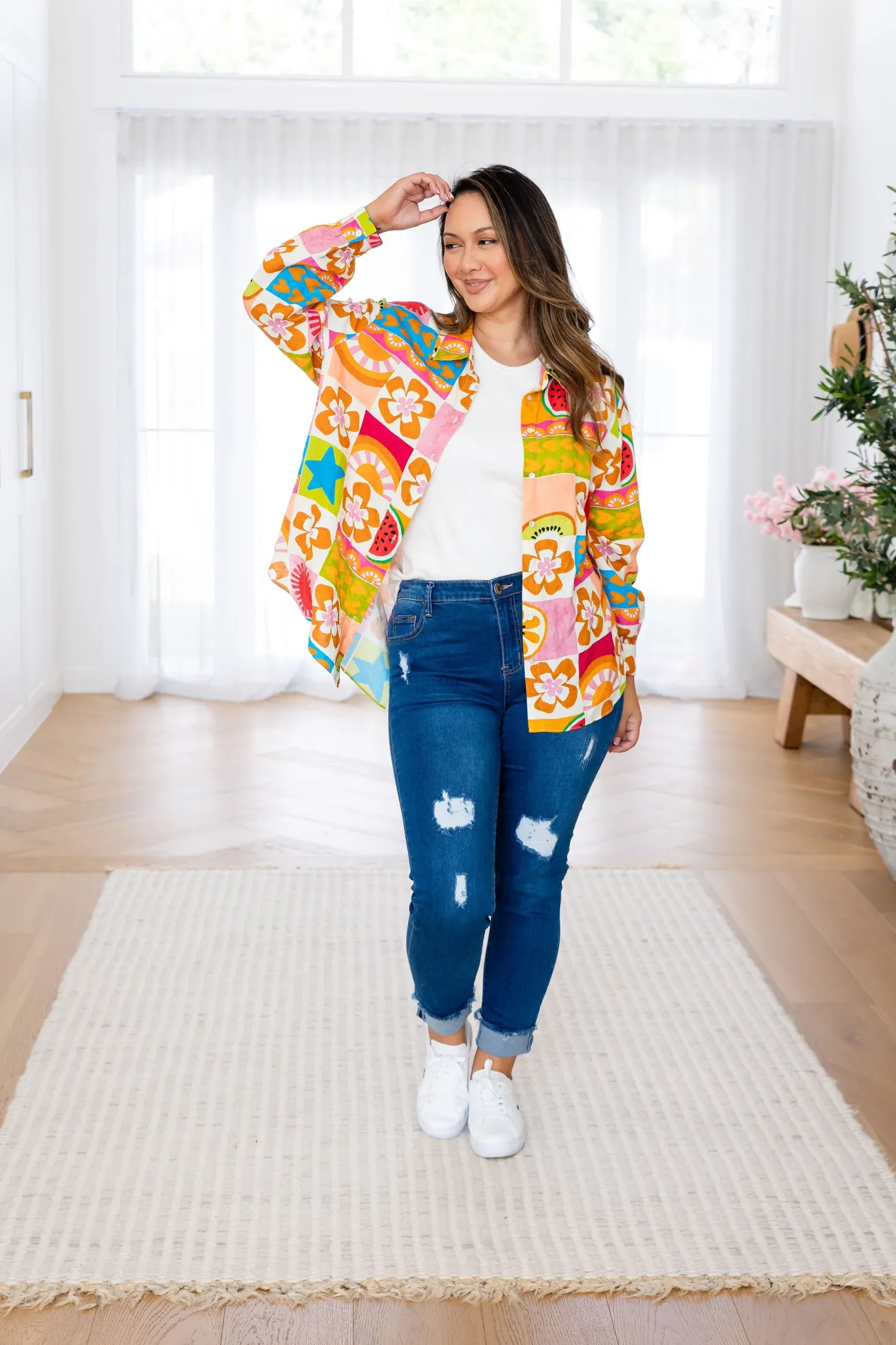 Proud Poppy Clothing Lana Linen Blend Shirt in Summer Crush SummerCrush Clearance