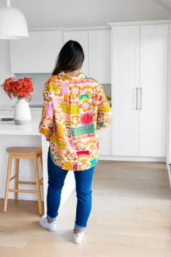 Proud Poppy Clothing Lana Linen Blend Shirt in Summer Crush SummerCrush Clearance
