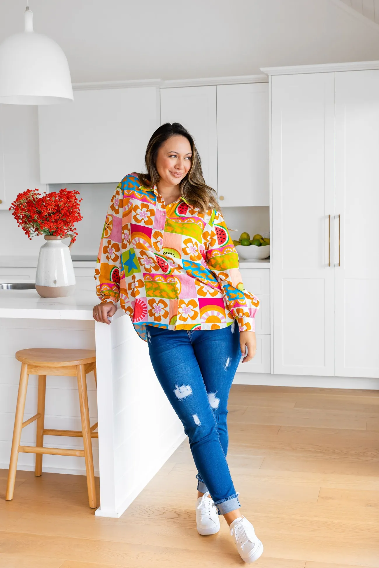 Proud Poppy Clothing Lana Linen Blend Shirt in Summer Crush SummerCrush Clearance