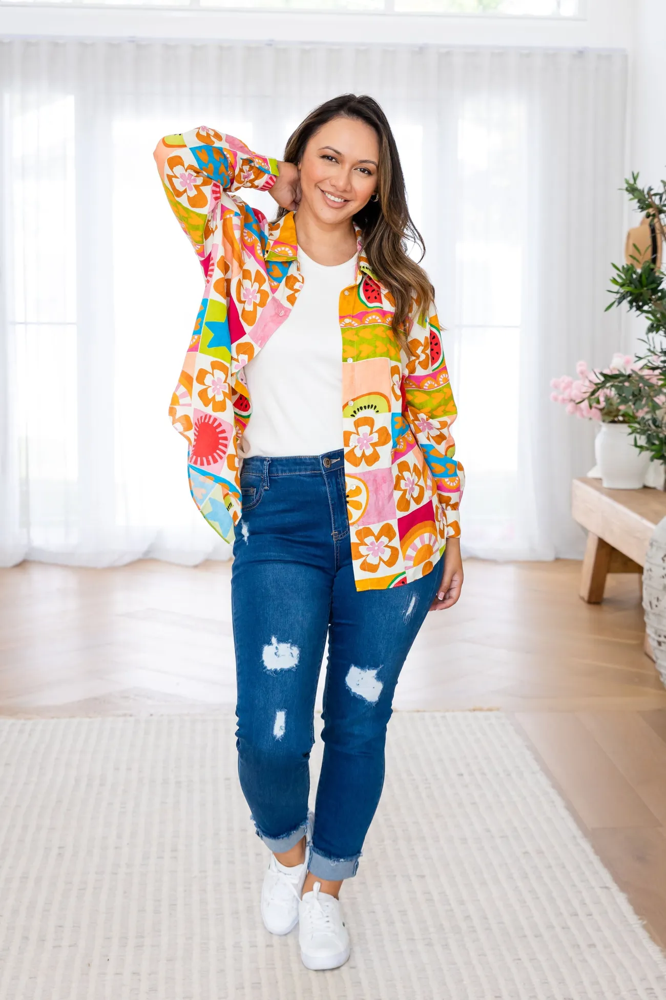 Proud Poppy Clothing Lana Linen Blend Shirt in Summer Crush SummerCrush Clearance