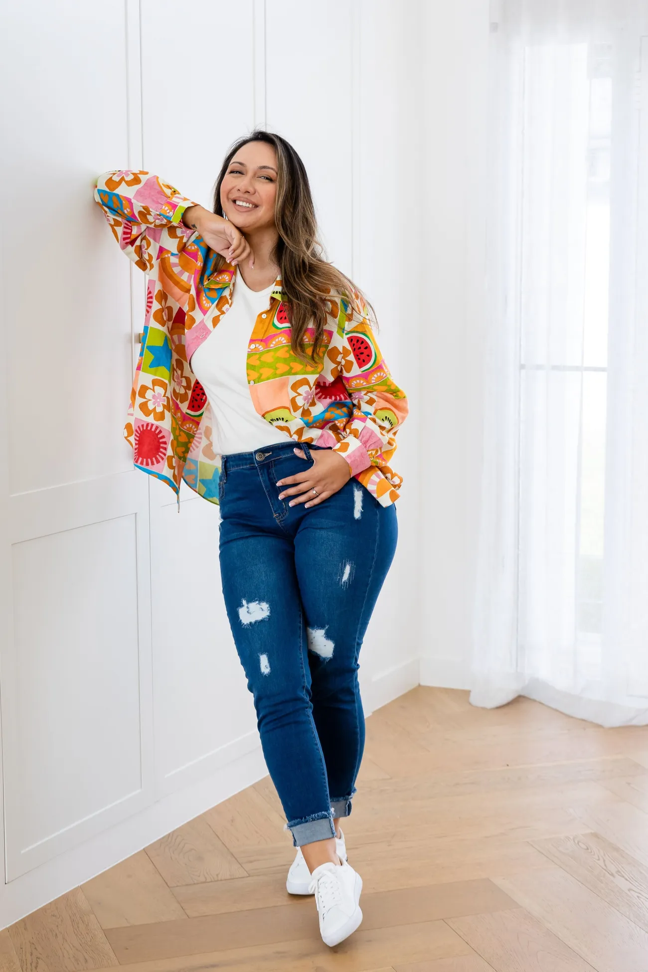 Proud Poppy Clothing Lana Linen Blend Shirt in Summer Crush SummerCrush Clearance
