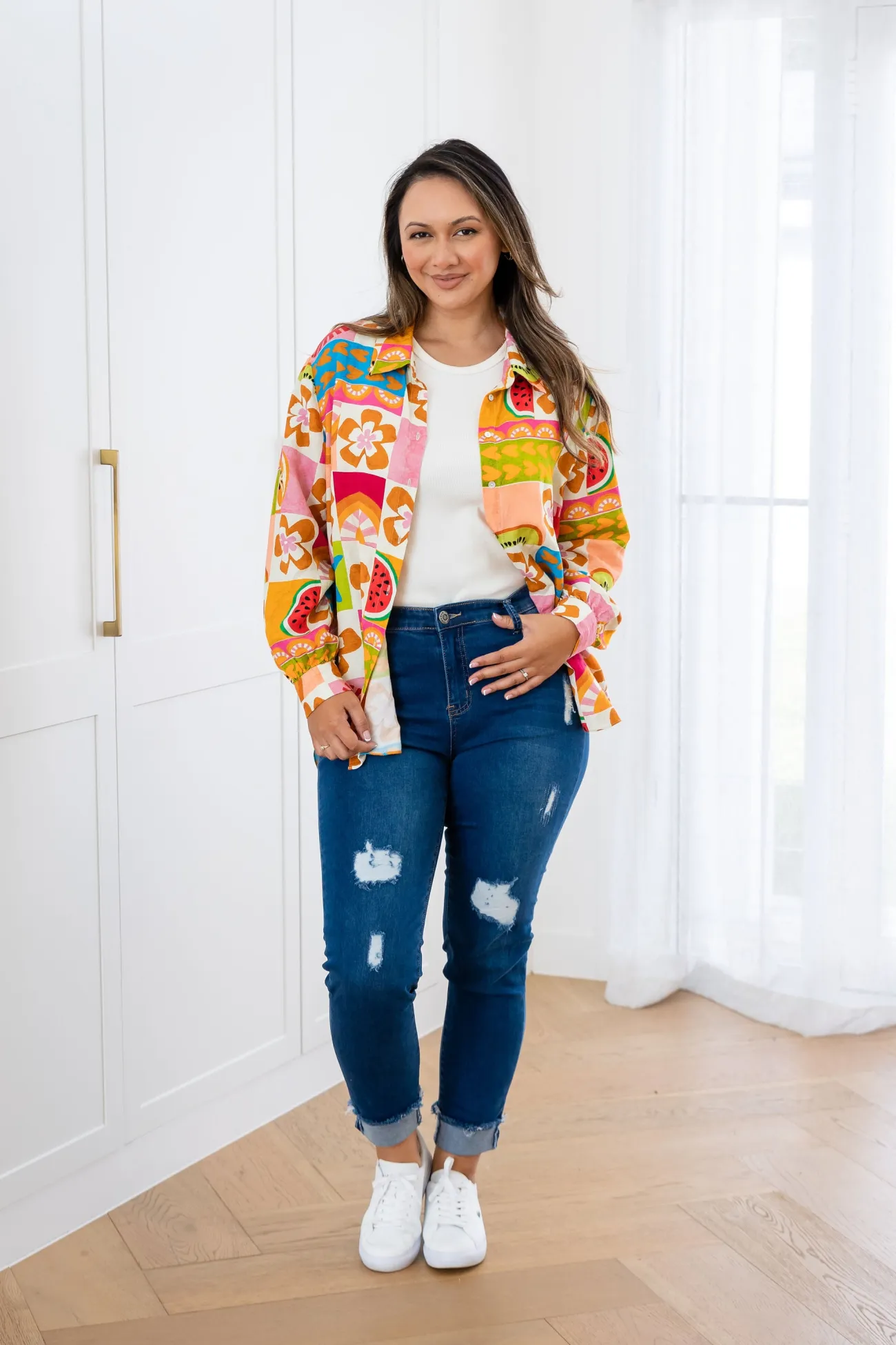 Proud Poppy Clothing Lana Linen Blend Shirt in Summer Crush SummerCrush Clearance
