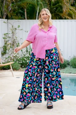 Proud Poppy Clothing Larsa Pants in Kasey Leopard by Kasey Rainbow New