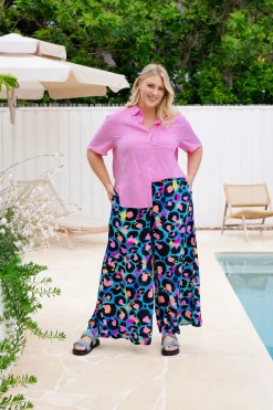 Proud Poppy Clothing Larsa Pants in Kasey Leopard by Kasey Rainbow New