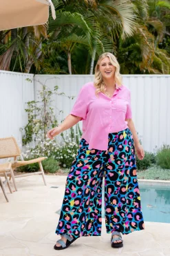 Proud Poppy Clothing Larsa Pants in Kasey Leopard by Kasey Rainbow New