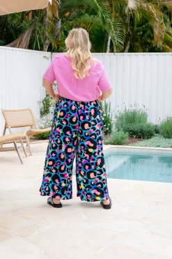 Proud Poppy Clothing Larsa Pants in Kasey Leopard by Kasey Rainbow New