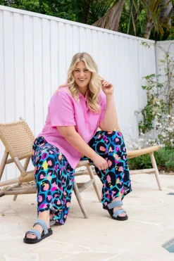 Proud Poppy Clothing Larsa Pants in Kasey Leopard by Kasey Rainbow New