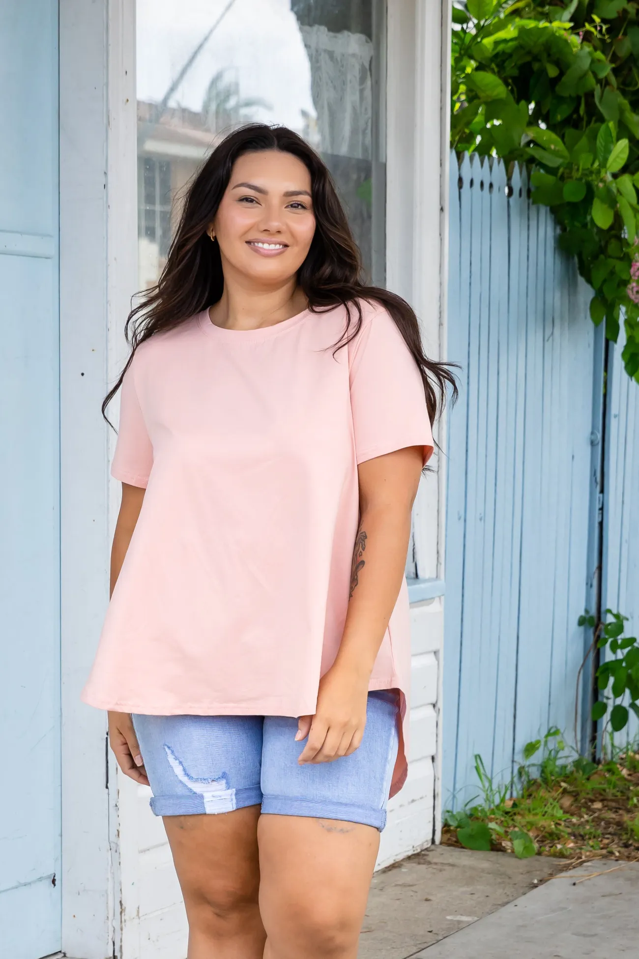 Proud Poppy Clothing Macey Hi-Low T-Shirt in Blush Pink BlushPink Outlet