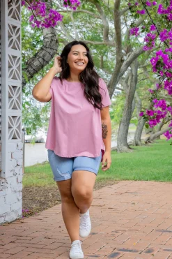Proud Poppy Clothing Macey Hi-Low T-Shirt in Mauve Clearance
