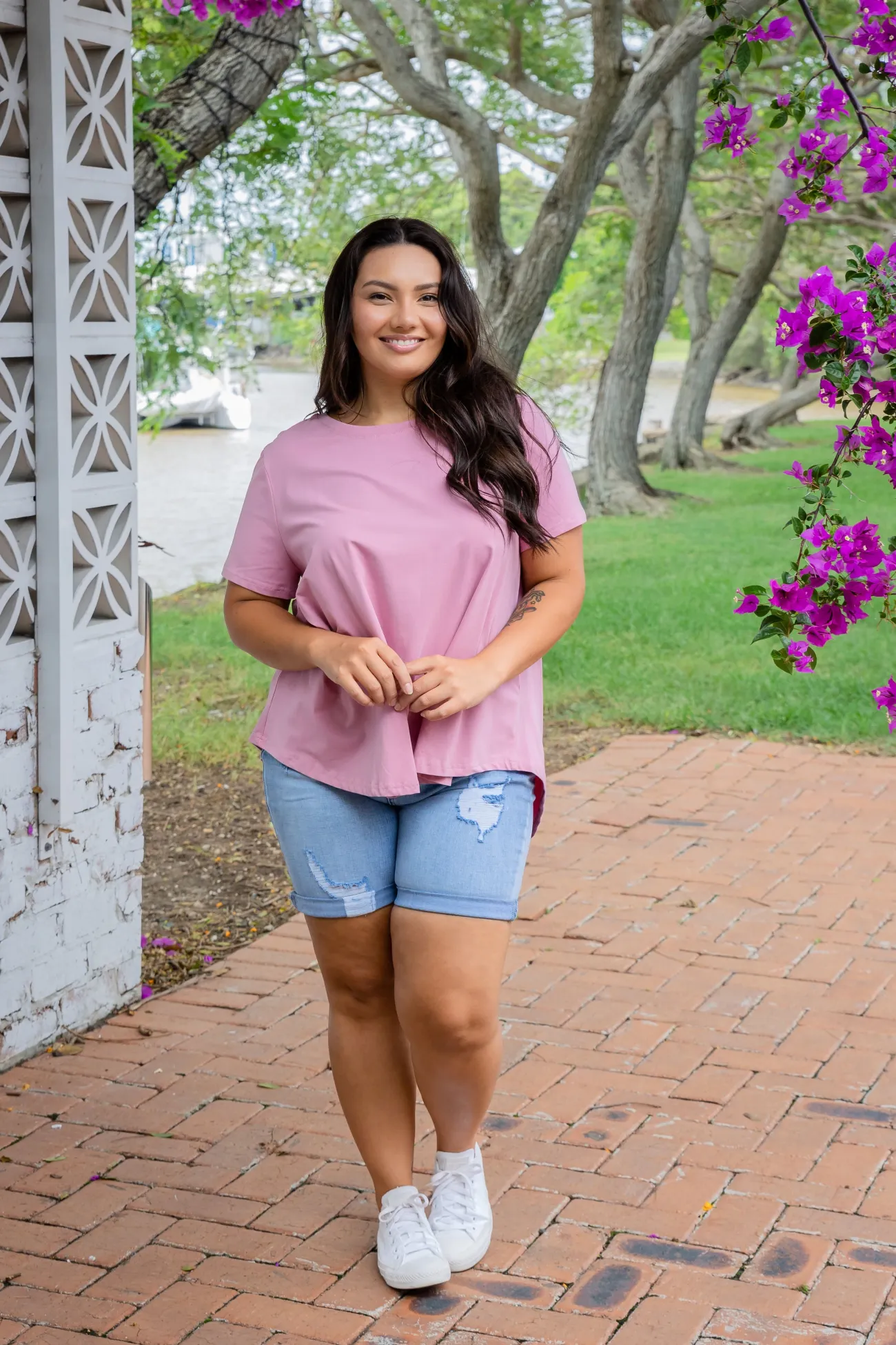 Proud Poppy Clothing Macey Hi-Low T-Shirt in Mauve Clearance