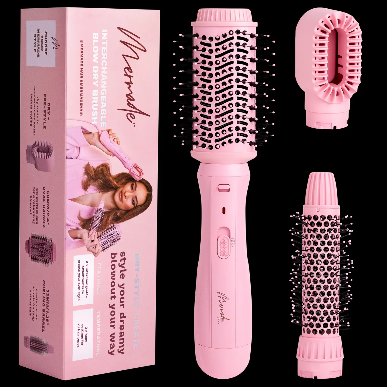 Proud Poppy Clothing Mermade Hair Interchangeable Blow Dry Brush New