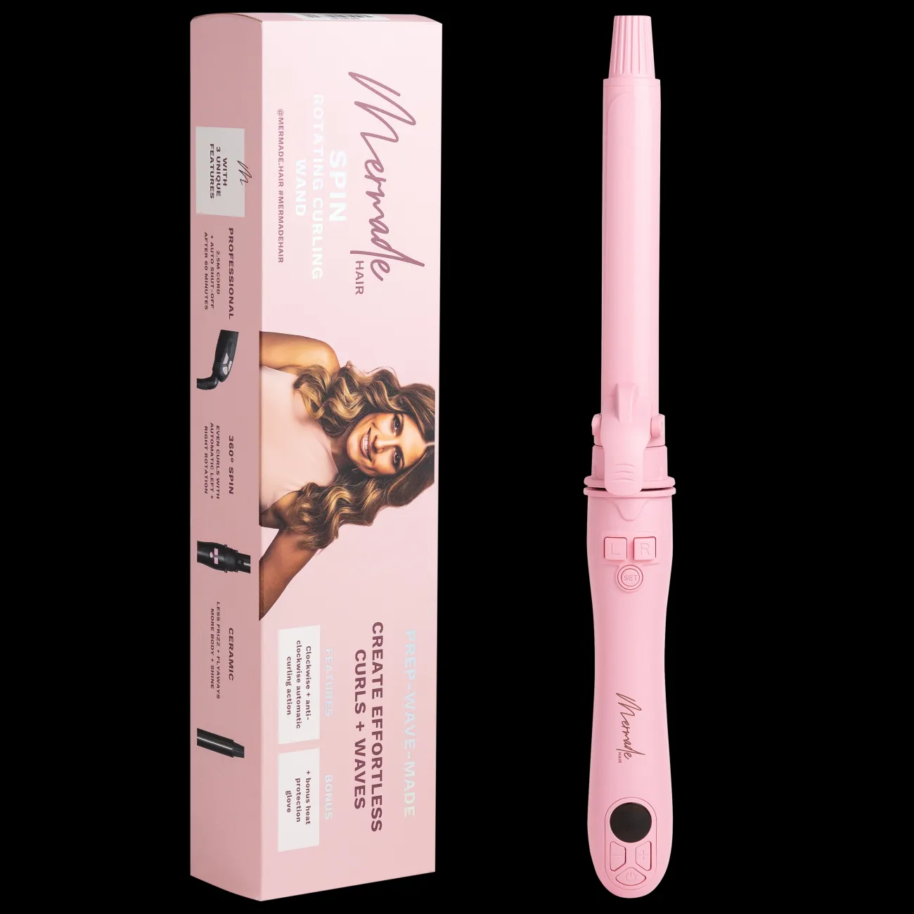 Proud Poppy Clothing Mermade Hair Spin Curling Wand 25mm Pink CurlingWand25mmPink Online
