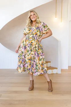 Proud Poppy Clothing Millie Linen Blend Midi Dress in Mirage Hot