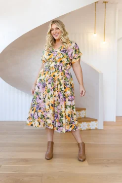 Proud Poppy Clothing Millie Linen Blend Midi Dress in Mirage Hot